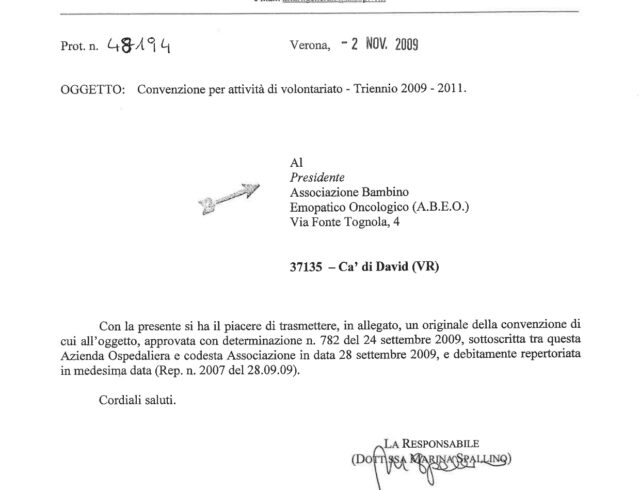 documento per convenzione attività di volontariato